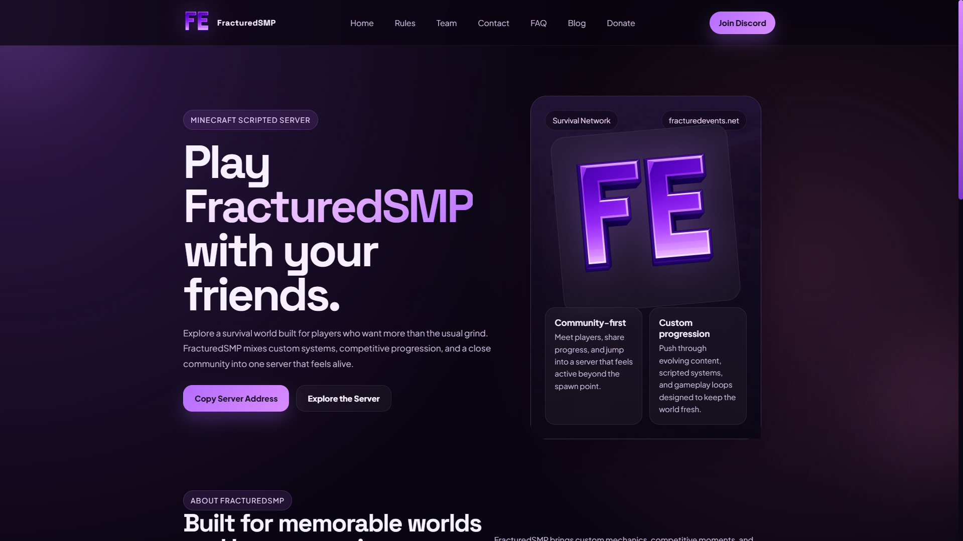 FracturedSMP website launch